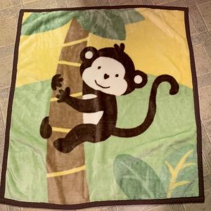 🤎💛💚 Cute Plush Monkey Baby Blanket